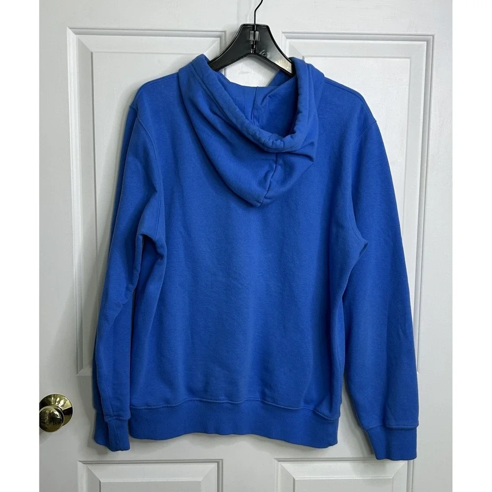 The North Face Hoodie Sweatshirt Mens Medium Pullover Graphic Print Logo Blue
